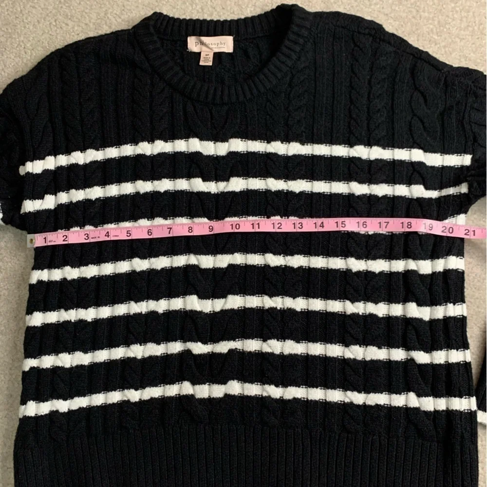 Philosophy Women Black White Stripe Crew‎ Neck Sweater Women Small to Medium